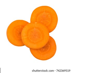 Carrot Slice Isolated On White Background,top View,clipping Path