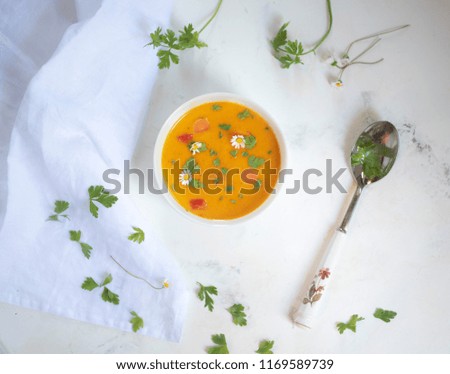 Similar – Image, Stock Photo Pumpkin soup Vegetable