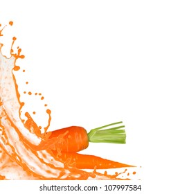 Carrot with splash isolated on white