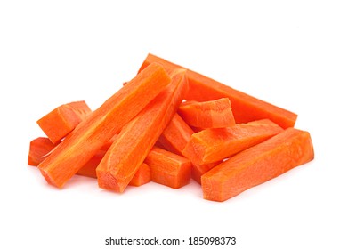 Carrot Vegetable Stick Heap Isolated On White Background; 