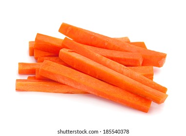 Carrot Vegetable Stick Heap Isolated On White Background; 