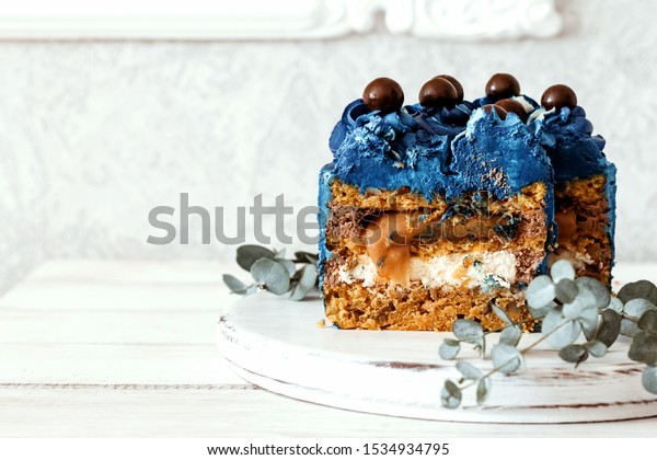 Carrot Vegetarian Cake Nuts Blue Cake Royalty Free Stock Image