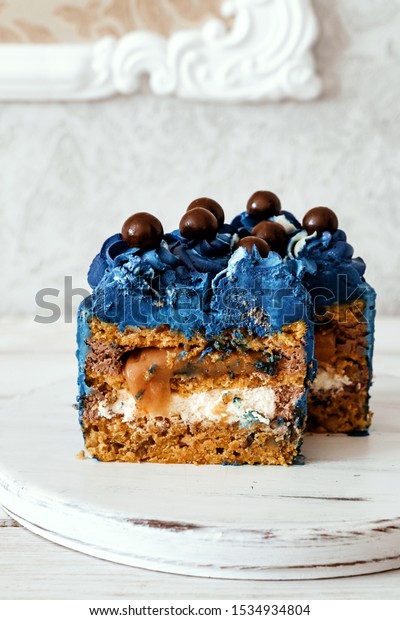 Carrot Vegetarian Cake Nuts Blue Cake Stock Photo Edit Now