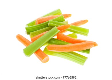 Carrots And Celery Isolated On White