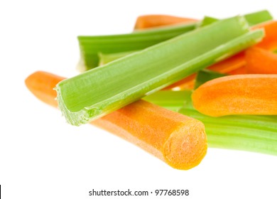 Carrots And Celery Isolated On White