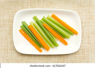Carrots And Celery On A White Background