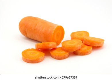 Carrots Sliced Isolated On A White Background