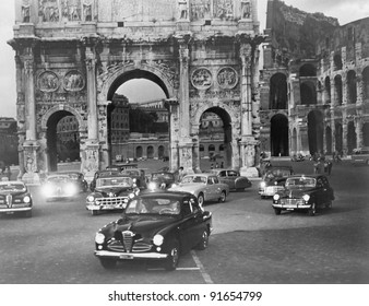 Cars and ancient monuments Rome Italy - Powered by Shutterstock
