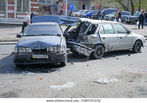 cars\
big cars crashed, accident on the road in the\
city	