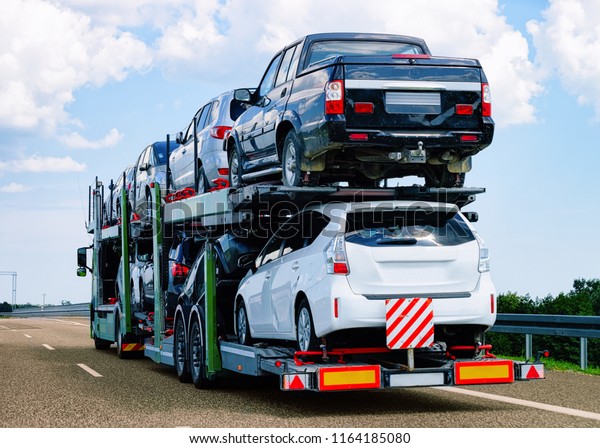 Cars Carrier Road Poland Truck Transporter Stock Photo (Edit Now ...