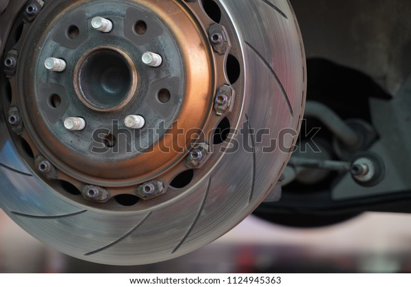 Car\'s disc brake close\
up