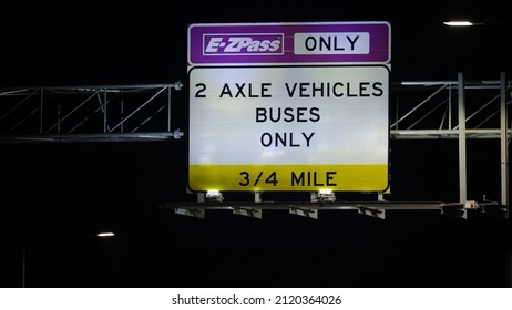 Cars Drive On 14th Street Bridge On Interstate 395 In Washington DC At Night