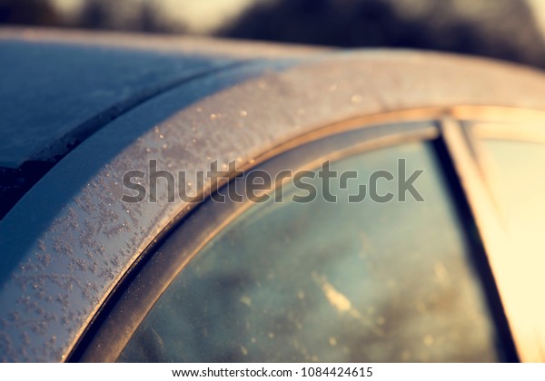 Cars with hail in\
winter