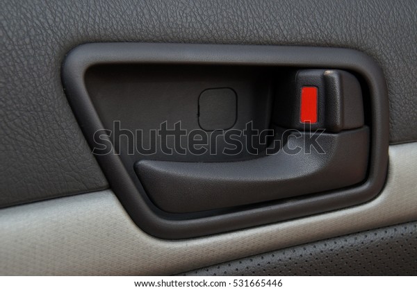 car\'s inner  door catch\
closeup