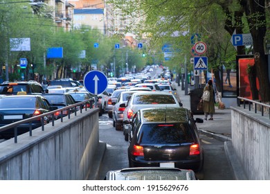 Cars on highway in traffic jam