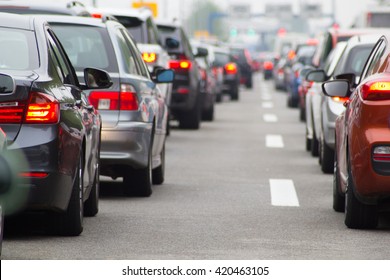 Cars on highway in traffic jam - Shutterstock ID 420463105