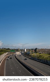 Cars on Motoway near Waterview Tunnel in Auckland New Zealand