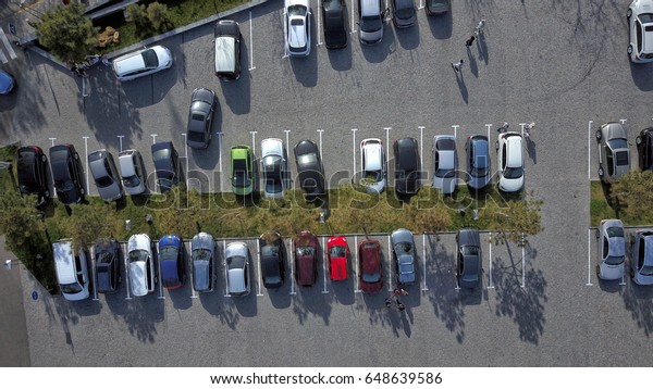 Cars on the parking. Bird\
eye view