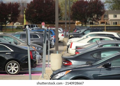 Cars Parked In High School Parking Lot