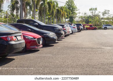 Cars parked in the outdoor parking lot
