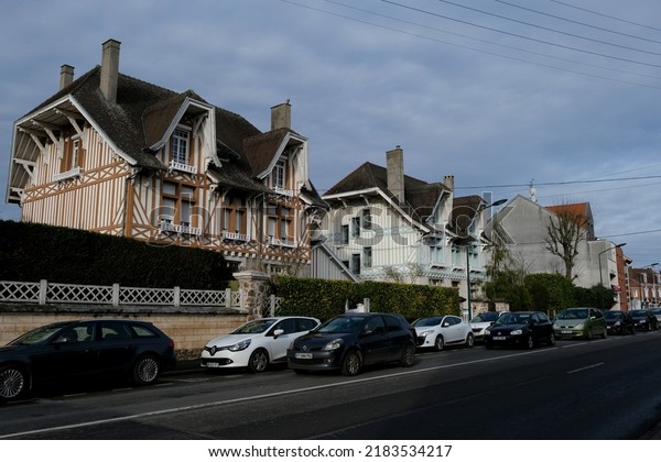 Cars parked seen in streets of Lens, France on Feb.\
1, 2021.