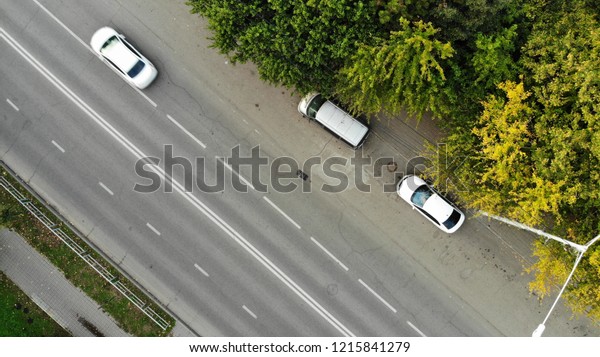 Cars and road from the\
air.