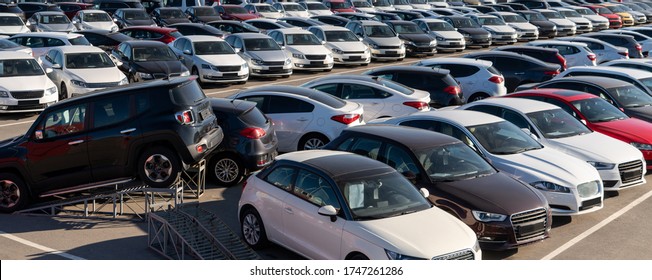 Cars in a row. Used car sales - Shutterstock ID 1747261286