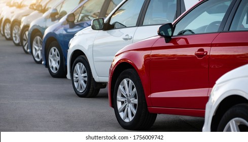 Cars in a row. Used car sales - Shutterstock ID 1756009742