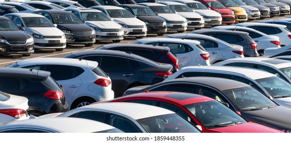 Cars in a row. Used car sales