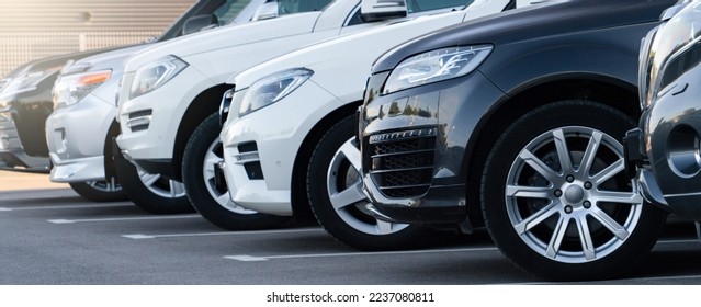 Cars in a row. Used car sales - Shutterstock ID 2237080811
