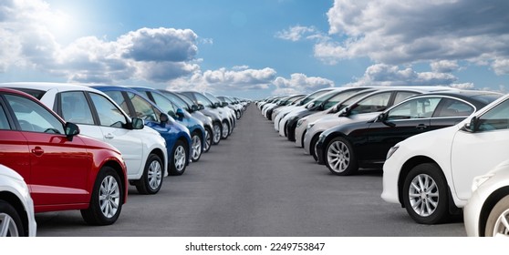 Cars in a row. Used car sales - Shutterstock ID 2249753847