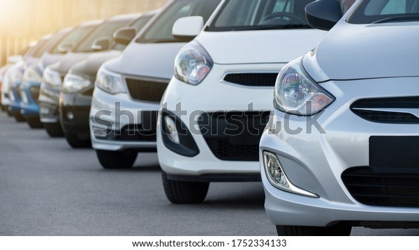 Cars in a row. Used car\
sales