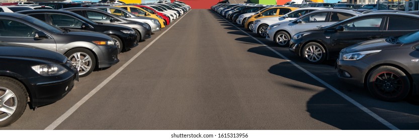 Cars in a rows. Used car sales