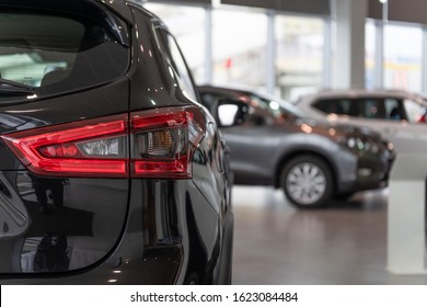 Cars For Sale. Automotive Industry. Cars Dealership Parking Lot. Image Of New Vehicles In Car Showroom