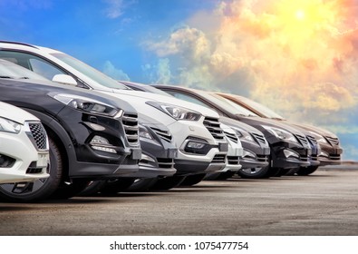 Cars For Sale Stock Lot Row. Car Dealer Inventory - Shutterstock ID 1075477754