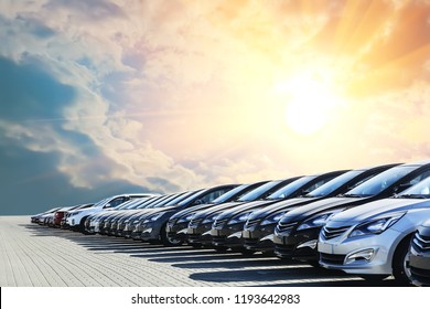 Cars For Sale Stock Lot Row. Car Dealer Inventory - Shutterstock ID 1193642983
