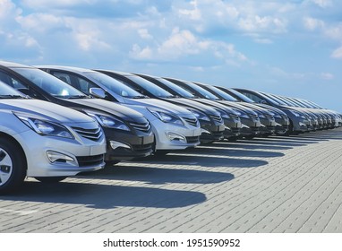 Cars For Sale Stock Lot Row. Car Dealer Inventory