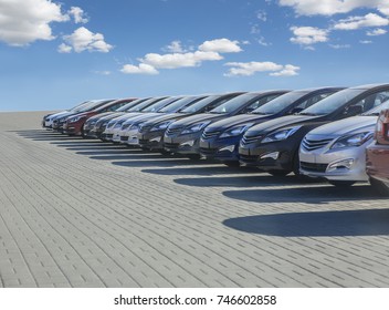 Cars For Sale Stock Lot Row. Car Dealer Inventory