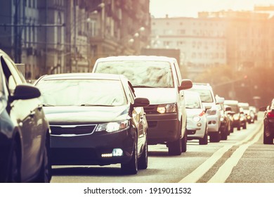 Cars Standing Line During Traffic Jam Stock Photo 1919011532 | Shutterstock