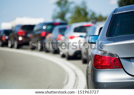 cars in a tourist traffic jam