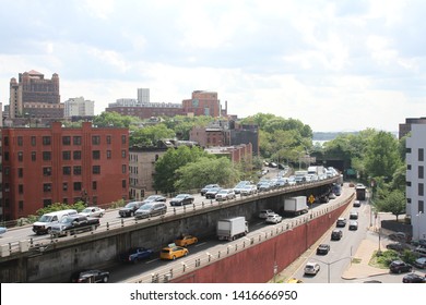 Cars In Traffic On The BQE (Brooklyn Queens Expressway)