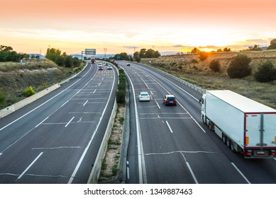 cars and truck on the highway