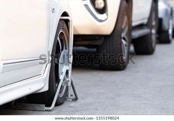 Cars wheel locked, concept of traffic violation\
rules, selective focus