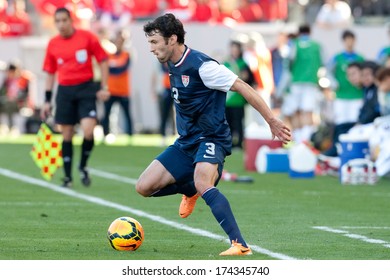 CARSON, CA. - FEB 01: USA D Michael Parkhurst #3 In Action During The U.S. Mens National Team Soccer Friendly Against Korea Republic On Feb 1st 2014 At The StubHub Center In Carson, Ca.