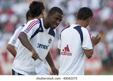 CARSON, CA. - NOVEMBER 1: Shavar Thomas (L) & Mariano Trujillo (R) Joke Around Before The Chivas USA Vs. Los Angeles Galaxy Match At The Home Depot Center On November 1, 2009 In Carson.