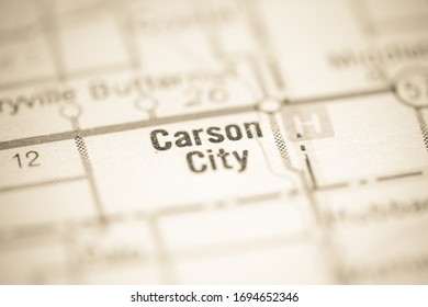 Carson City. Michigan. USA On A Geography Map.