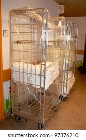 Cart With Linens For Bed In Hospital