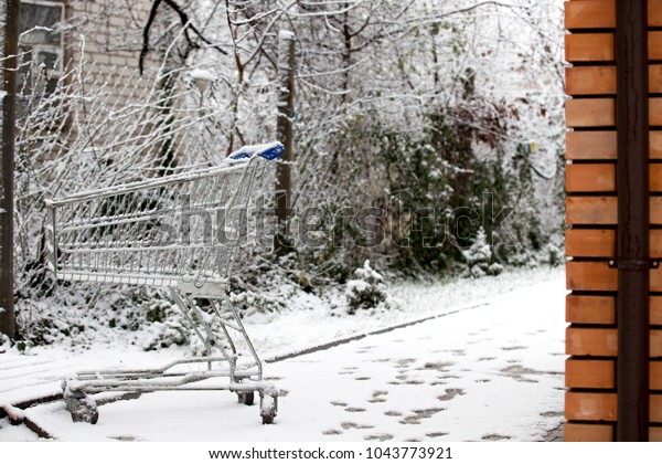 the cart from the supermarket does not go well in\
the snow