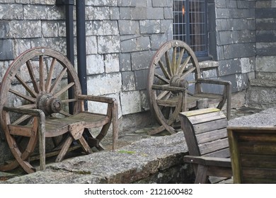 Cart Wheel Backed Chairs At The Jamaica Inn, Bodmin Moor