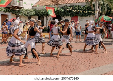 Cartagena, Bolivar, Colombia; 11- 11- 2021: Dance called Mapalé, traditional dance of the folkloric festivals of the Colombian Caribbean.